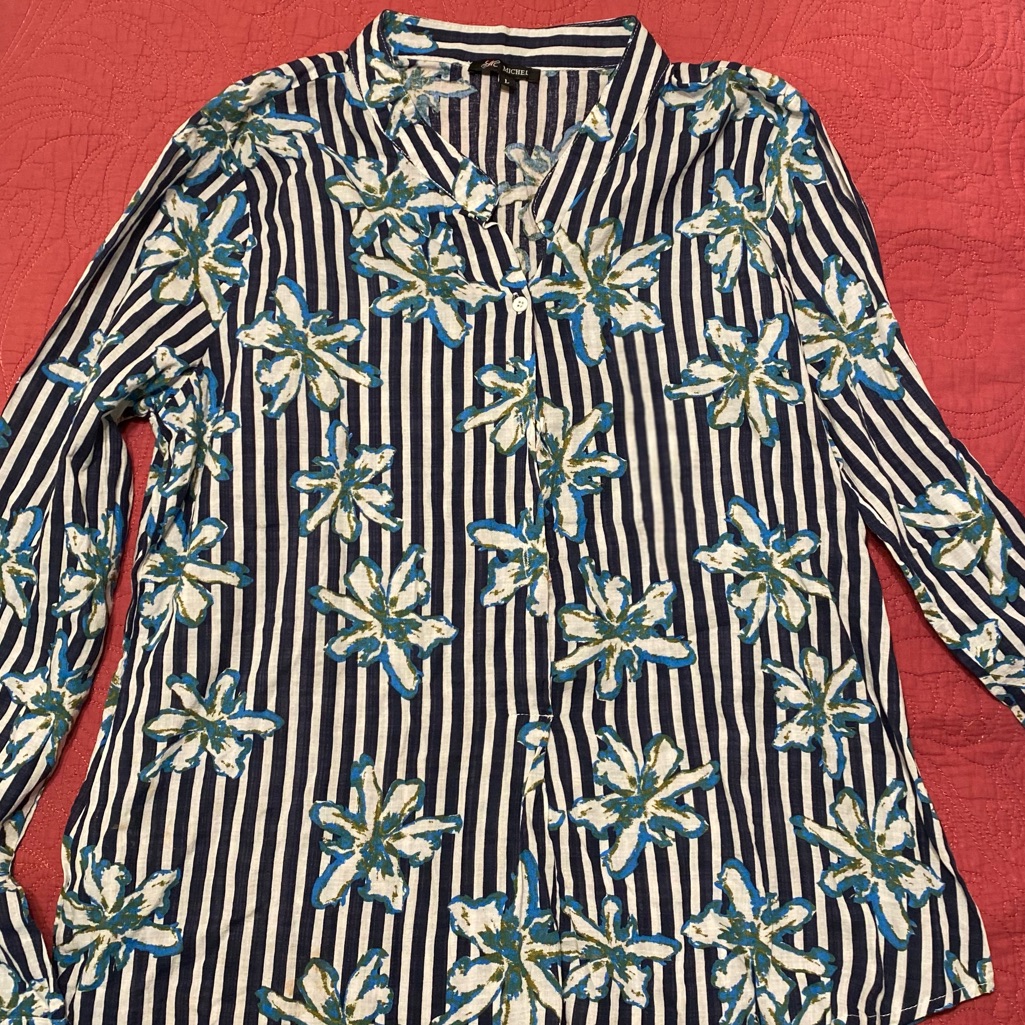 Flowered Half Button Down